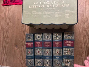 ANTOLOGIA DELLA LETTERATURA ITALIANA-5 VOLUMI IN PELLE- COFANETTO -RIZZOLI 1974 - Foto 1 di 21