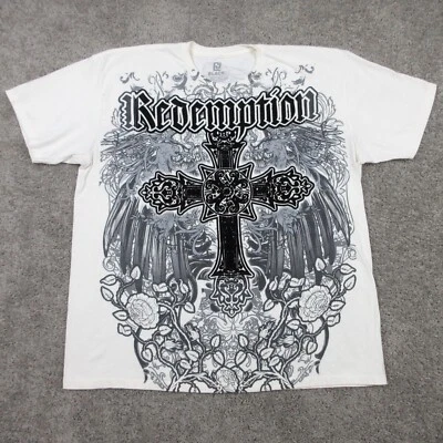 Camisa CJ Negra Para Hombres 2XL Off White Redemption Cross Grunge Gótica MMA Y2K Gráfico Foto 1 de 4