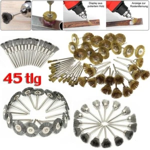 45x Messing Edelstahl Drahtbürste Scheibenbürste Rundbürste Set für Bohrmaschine - Bild 1 von 26