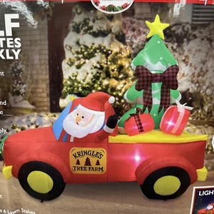 New Santa Claus Christmas Tree Farm Pickup Truck 6.5 FT Airblown Inflatable - Picture 1 of 1