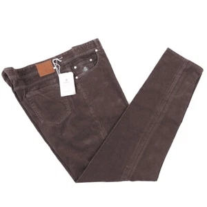 Luigi Borrelli Slim-Fit Chocolate Corduroy Cotton 5-Pocket Pants 42 NWT Jeans - Picture 1 of 9