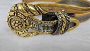 Vintage Streets Ahead Belt Gold Tone Hardware Metal/Leather Belt Made in Italy L - Picture 1 of 17