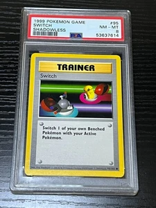 #95 Switch - SHADOWLESS [Trainer Card, Base Set] PSA 8 Graded 1999 WOTC - Picture 1 of 2