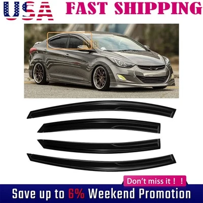 Fits For 2011-2016 Hyundai Elantra Side Window Vent Visor Rain Guards Kbewnfuxjz - Изображение 1 из 4