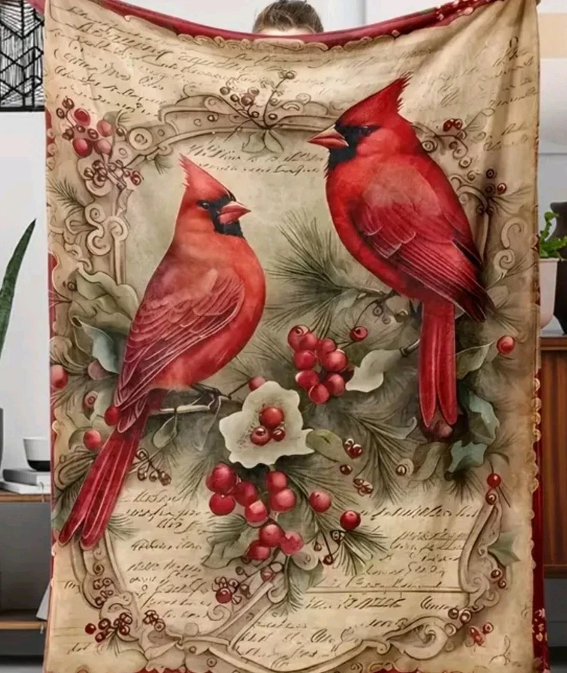 кардинальное одеяло рождественский мягкий флис легкий 40 X 60 в напечатано Бесплатная доставка - Изображение 1 из 1