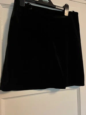 Next Velvet Black Skirt, Gold Zip At Rear SZ 10, Short, Worn Once - Image 1 of 4