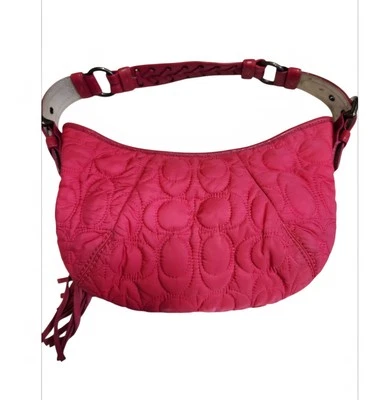Coach Hot Pink Quilted Vintage Shoulder Hobo Tassel Bag - Image 1 of 4