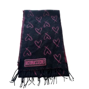 Bufanda Victoria’s Secret Rosa Negro Corazones Angel Love - Imagen 1 de 6
