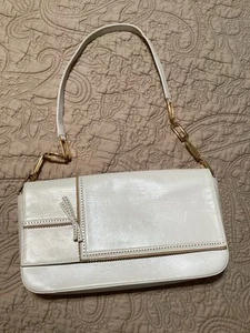 Stuart Weitzman Clutch Bag Beige Cream Leather Envelope Style Fold Vintage - Picture 1 of 10