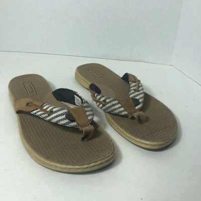 Sandalias Sperry Top Sider para mujer talla 10 Seafish azul marino a rayas tanga chanclas C2 Foto 1 de 4