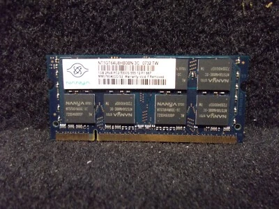 1 GB DDR2 RAM 200-pin so-Dimm 2Rx8 PC2-5300S' Nanya NT1GT64U8HB0BN-3C ' . - Image 1 of 2