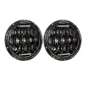 75W LED 7 Inch Headlights for Jeep Wrangler JK TJ Land Rover Hummer Off-Road SUV - Picture 1 of 16