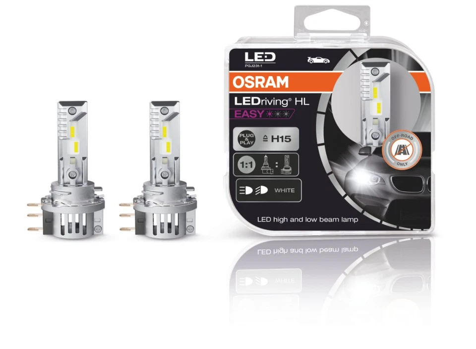 OSRAM 64176DWESY-HCB LED Driving HL Easy H15 Twin Pack Replacement OE Quality
