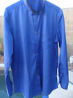 Men Casua Dress Silky Shirt Dark Royal Blue Trim Collar/Wrists Size 43, 190/104A