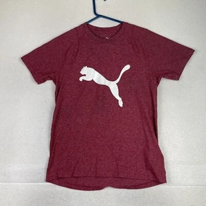 Puma T Shirt Mens Small Heather Red Short Sleeve Crewneck Logo Active - Picture 1 of 9