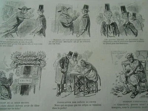 Gravur 1878 - Karikatur Vignette Herstellung von Crêpes aus China - Bild 1 von 2
