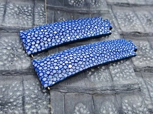 20mm/16mm Polished Stingray Leather Watch Band   Vintage Exotic Leather - Picture 1 of 15