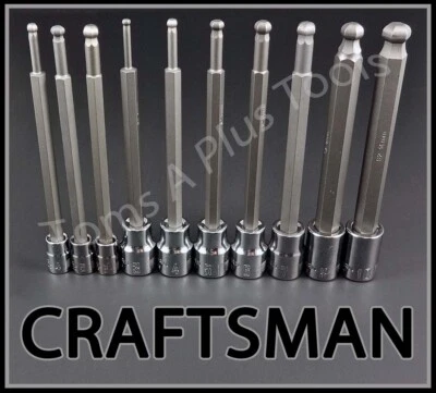 CRAFTSMAN 10pc 1/4 3/8 METRIC MM Long Ball End Hex key bit ratchet socket set   - Image 1 of 2