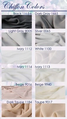 12 Colors Hi Multi Chiffon Fabric - 60" Wide Sheer Fabric Matte White-Black - Image 1 of 4