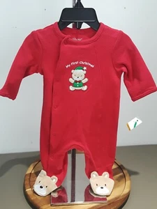 NWT Little Me Infant NEWBORN My First Christmas Red 1-Piece Teddy Bear Romper - Picture 1 of 8
