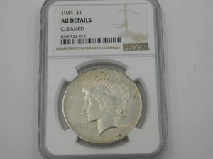 1934 PEACE Silver Dollar $1 NGC AU DETAILS Cleaned (118) - Picture 1 of 4