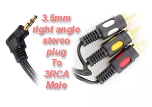 3,5 mm 4 polos ángulo recto enchufe estéreo macho a 3 enchufes RCA cable de audio macho - Imagen 1 de 1