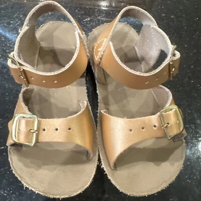 Sandalias de cuero Salt Water Sun San Silver Surfer talla 7 metálicas oro rosa Foto 1 de 4