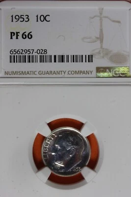 1953- NGC 10C PF66 ROOSEVELT DIME #B40617 - Image 1 of 2