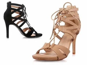 2 Colores Sexy Ajustable Con Cordones Mujer Sandalias Tacones Altos Zapatos de Vestir - Imagen 1 de 9