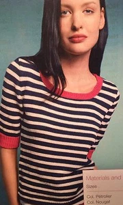 Ladies Elbow Length Nautical Jumper ( S, M, L, XL, XXL) Knitting Pattern - Picture 1 of 1