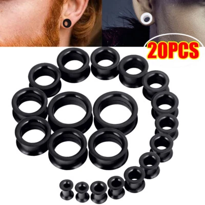 20pcs Ear Tunnels Plugs Stretching Kit Hard Silicone Double Flare Ear Gauge Plug - Image 1 of 4