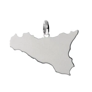 Ciondolo Pendente forma Sicilia In Oro Bianco 18 kt NUOVO E ORIGINALE - Foto 1 di 1