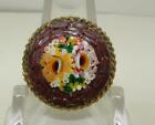 Vintage Italy Small Round Flora Micro Mosaic Pin Brooch