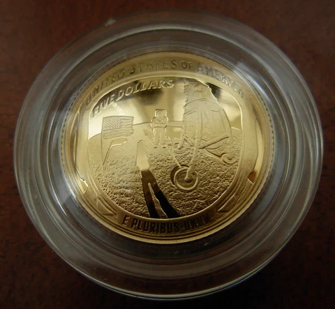 US 2019 W Gold $5 PROOF Apollo 11 50th Anniversary US Mint Original Box with COA Cover