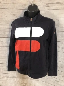 White Line Fila Women's Dark Navy Track Jacket Zip Up Size 150/72 - Picture 1 of 6