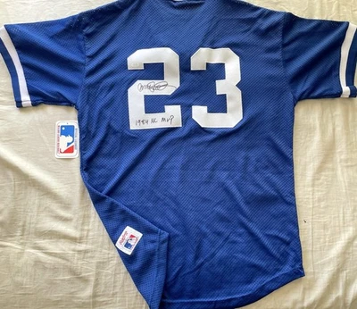Ryne Sandberg signed auto Cubs Rawlings BP jersey inscribed 1984 NL MVP Schwartz - Image 1 of 3