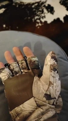 Heat Boost Huntworth Scout Hunting Gloves M/L Mossy Oak Fold Over Pop Top Camo - Image 1 of 4