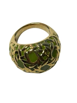 Anillo de cóctel Kate Spade New York verde ovalado vidrio esmeralda color dorado talla 7 1/2 Foto 1 de 4