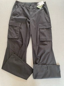 H&M CARGO TROUSERS SZ 10 WIDE GREY CHARCOAL ELASTIC WAIST POCKETS WOMENS - Picture 1 of 8
