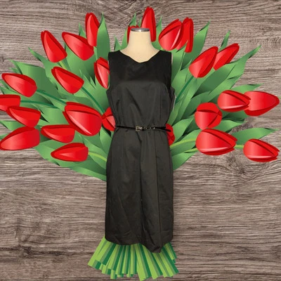 COLLECTION By CHEROKEE Solid Black SHEATH Sleeveless PENCIL Dress Belt Womens 12 - Image 1 of 4