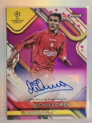 2024-25 Topps Finest UCC Soccer Michael Owen Pink Refractor Auto /75 Liverpool - Image 1 of 2