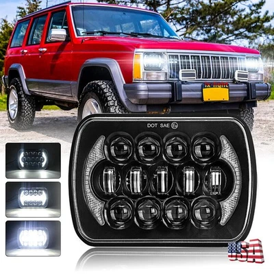 Brightest DOT 7x6" 5x7" Led Headlight Hi/Lo Beam DRL for Jeep Cherokee XJ YJ Foto 1 de 4