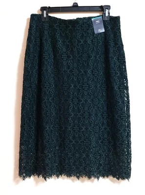 NUEVO CON ETIQUETAS M&S Falda Midi Forrada de Encaje Talla 12 Verde Oscuro Fiesta Ocasión Marcas Spencer Foto 1 de 4