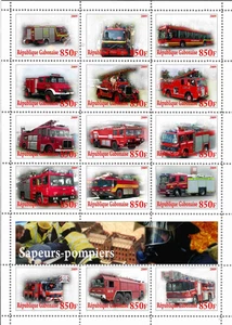 Hoja de sellos coches de bomberos vehículos Gabonaise edición 2009 - Imagen 1 de 1