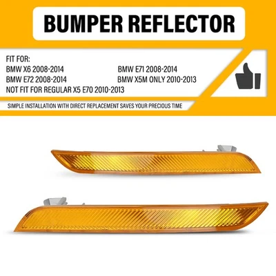 For BMW X6 E71 2007-14 Front Bumper Side Marker Light Reflector Amber Lens Pair Foto 1 de 4