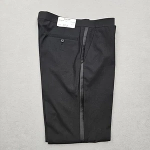 Kenneth Cole Reaction Mens 36x32 Slim Fit Black Tuxedo Dress Pants - Picture 1 of 10