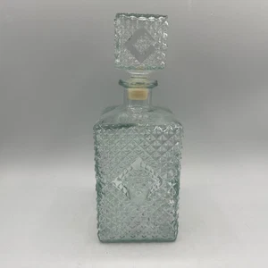 Patrón de diamante decantador de vidrio transparente de la década de 1960 - Imagen 1 de 10