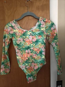 Art Class Girl's Long Sleeve One Piece Tropical Bathing Suit Size Medium 8 NWT - Picture 1 of 8
