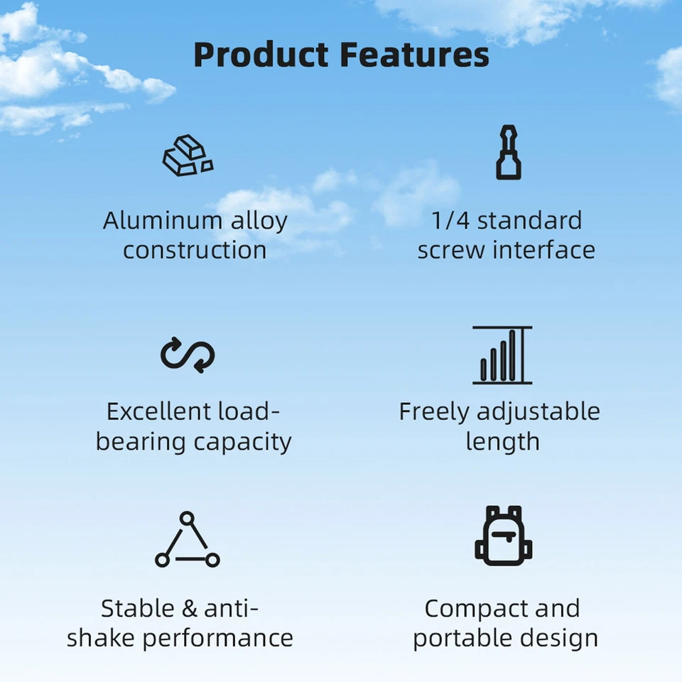 Selfie Stick Suitable For GO 3S X5 X4 X3 Camera 10.8-53.14in Extendable - Image 1 of 4