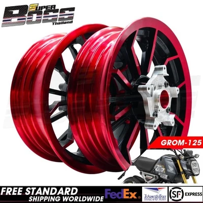 Llantas de aluminio F:300x12 R:400x12 para GROM-125 21 22 23 24 ABS rojo/negro Foto 1 de 4